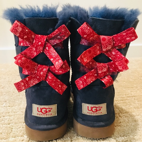 UGG Other - UGG Kid’s boot, Bailey Bow II, navy w/red bows
